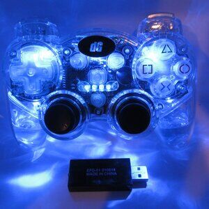 Dreamgear Blue Lava Glow Wireless Controller Playstation 3 PS3 WITH RECEIVER